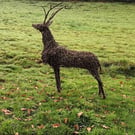 Willow Stag Sculpture, deer sculpture, outdoor art, made to order