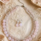 Rose Quartz Necklace & Earrings Set – Handcrafted Statement Gemstone Jewellery