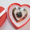 Silver Plated Heart Brooch with fossil agate