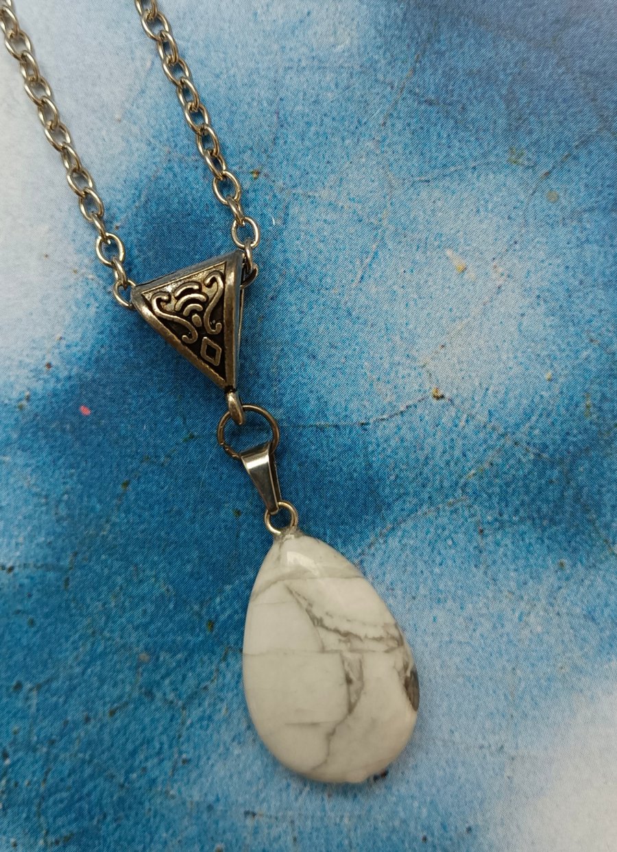 Howlite Pendant on a Silver Plated Trace Chain.