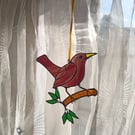 ' Mr Blackbird' stained glass sun catcher hanging decoration