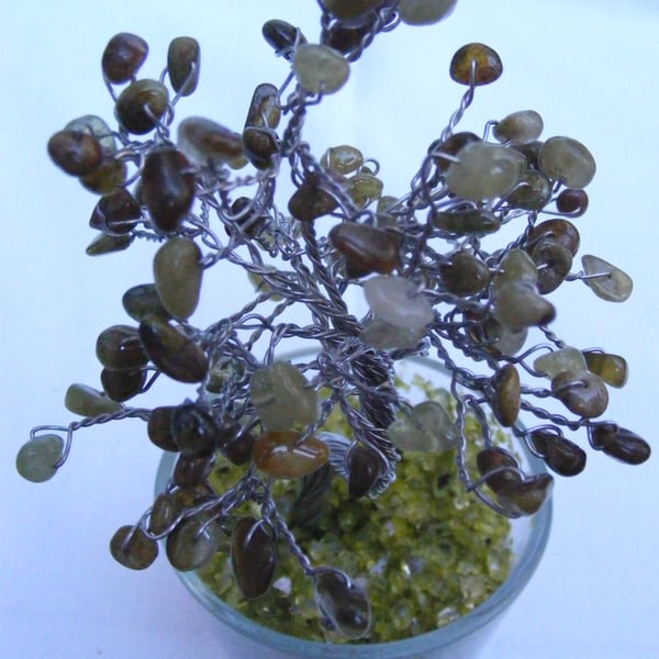 Green Garnet Gemstone Tree of Life.