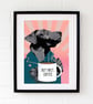 Labrador Coffee art - Personalised black Labrador print - Black Lab print