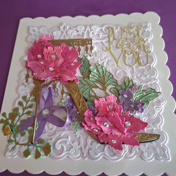 Original Hand Painted & Crafted Decoupage Card For All Occasions Free P&P