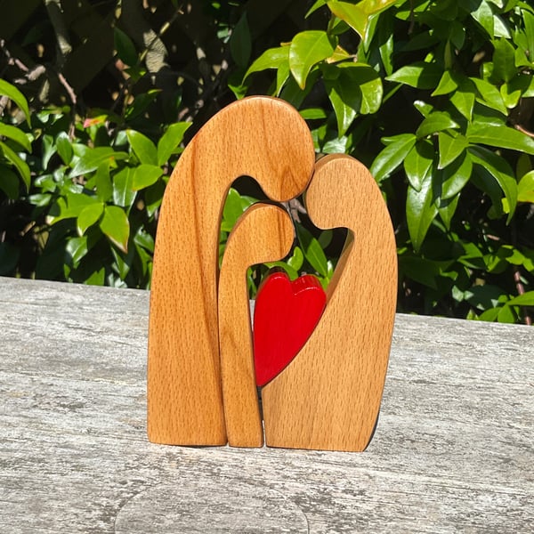Handcrafted Wooden Family Group of 3 - Mum Dad and their Child