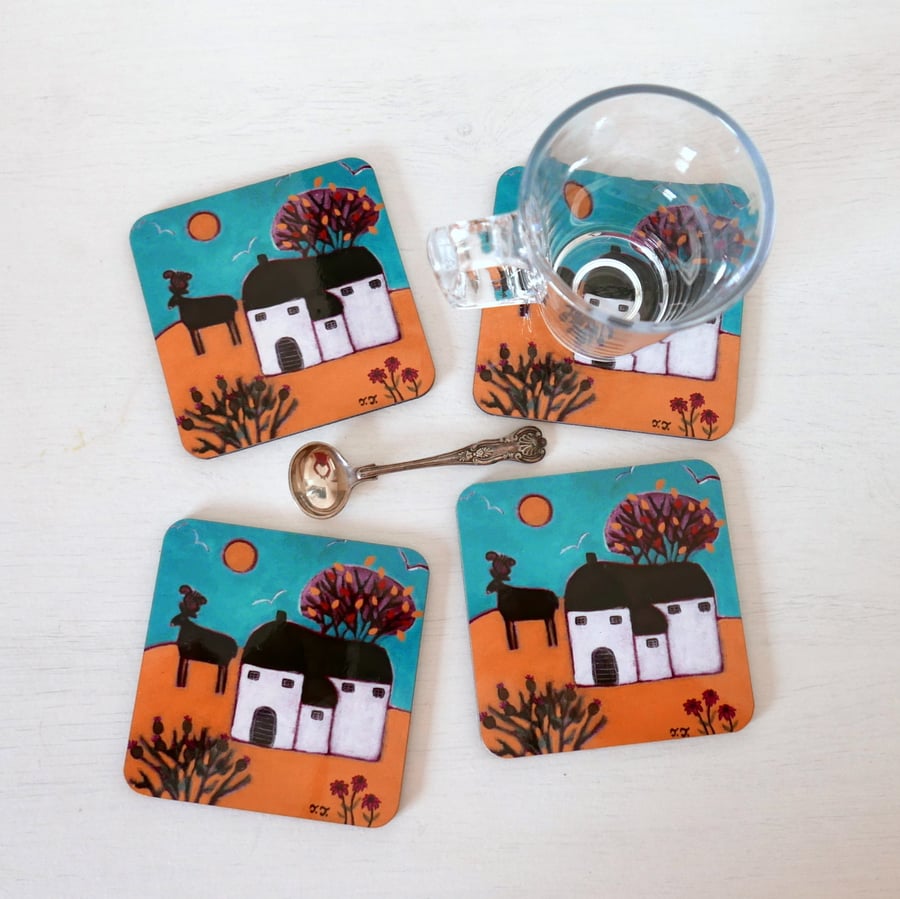 Art Coasters, Autumn Landscape, Cottage Style, Dining Accessories 