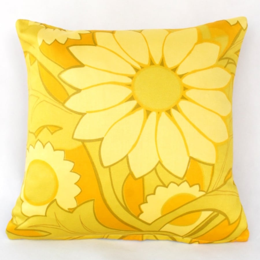 Vintage Yellow Sunflower & Daisy Cushion