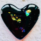 Fused glass black love heart