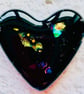 Fused glass black love heart