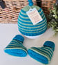 Designer Merino Wool Baby's Booties & Hat Set 0-3 months size - Image 7