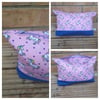 Make up bag in unicorn fabric.  