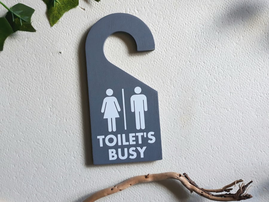 Toilet's Free Toilet's Busy reversible door hanger. ( bathroom vacant sign )