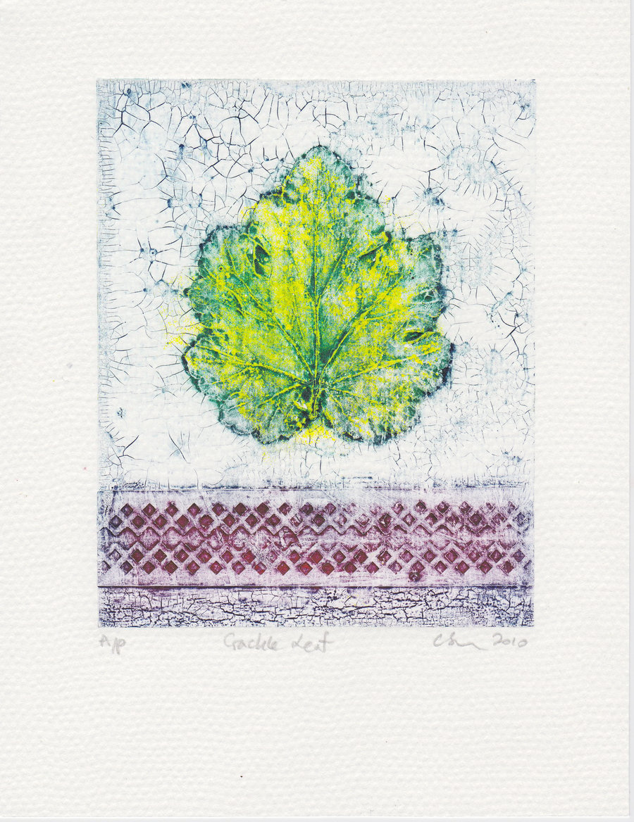 Crackle Leaf One-Off Collagraph Print 