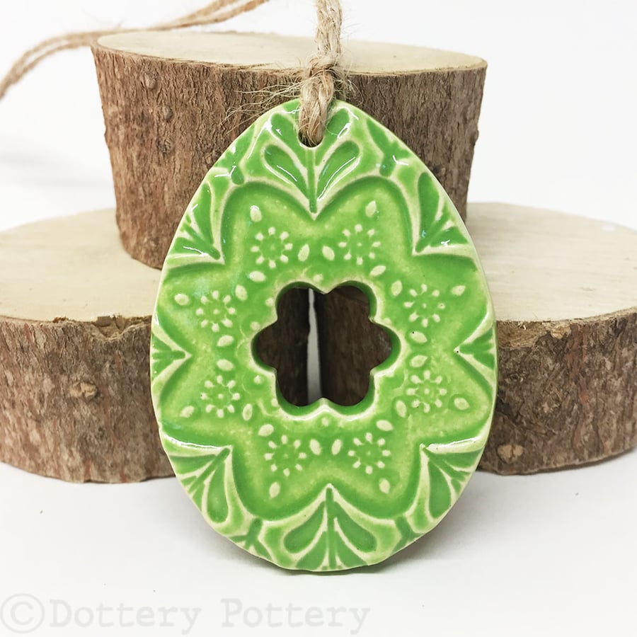 Pottery Easter Egg decoration Ceramic Easter Egg folk art bright pattern 