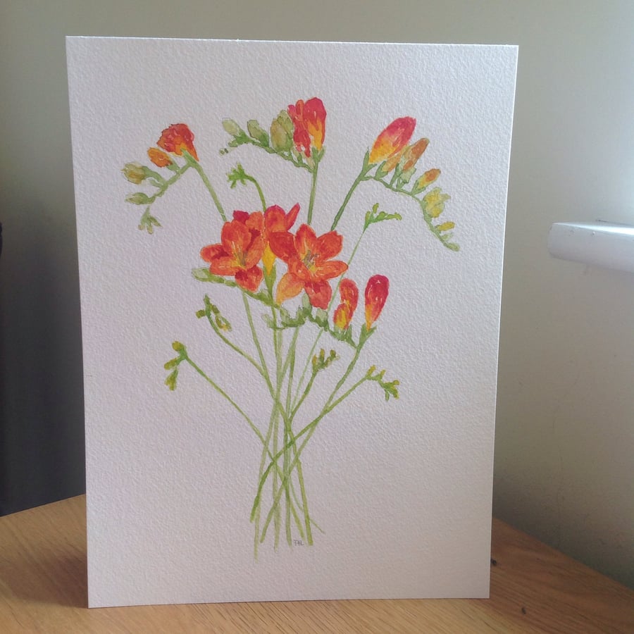 Original watercolour 'Freesias'