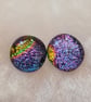 Large sparkly fused glass stud earrings - Image 5