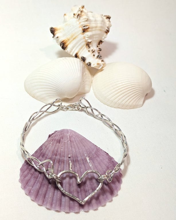 Sterling Silver Braided Heart Bracelet