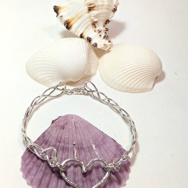 Sterling Silver Braided Heart Bracelet