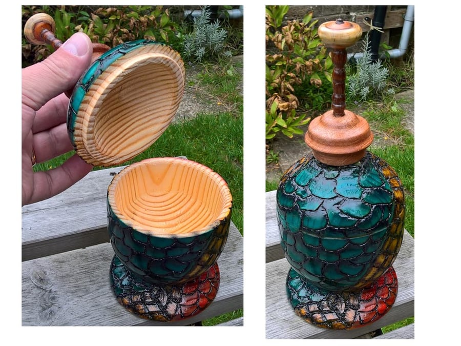 Dragons egg jewellery box and stand.