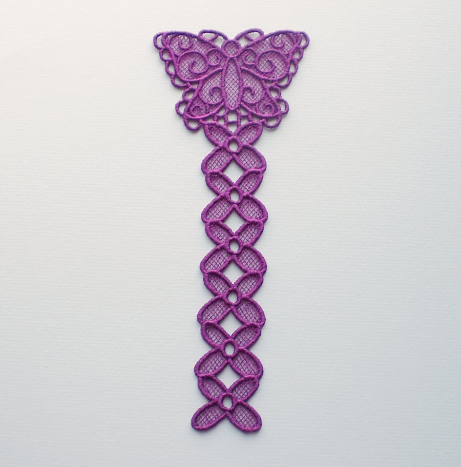 Embroidered Lace Butterfly Bookmark.