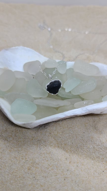 Pirate sea glass silver pendant P11