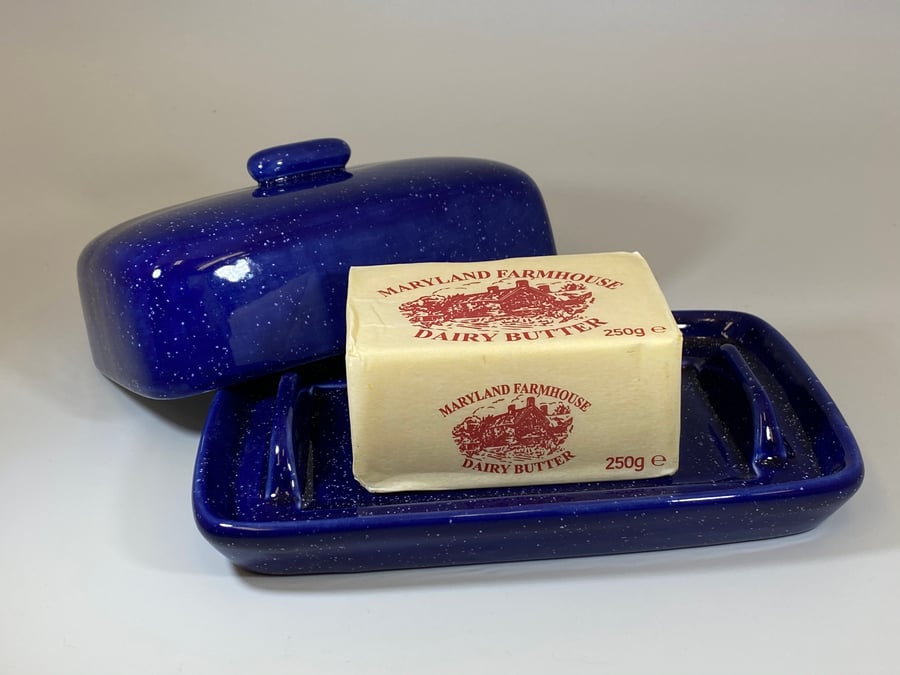 Butter Dish with Night Sky Blue Glaze