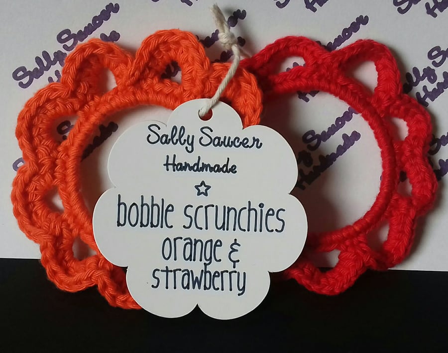 Bobble Scrunchies Orange & Strawberry Set of 2