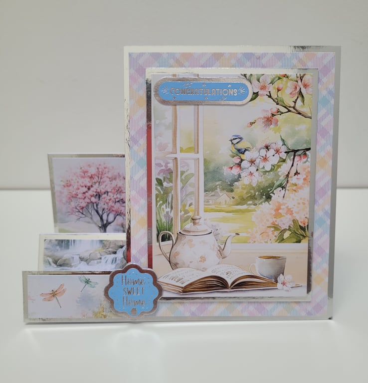 New Home Congratulations Card - Handmade Stepper Shaped Card