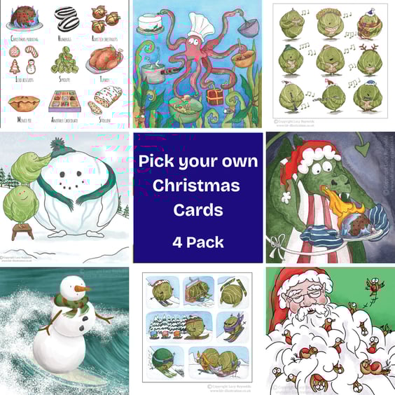 Pick Your Own Christmas Cards 4 Pack