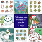 Pick Your Own Christmas Cards 4 Pack
