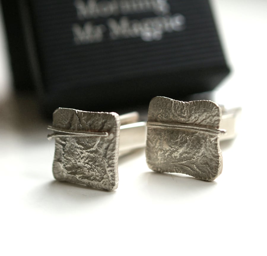 Abstract Silver Cufflinks