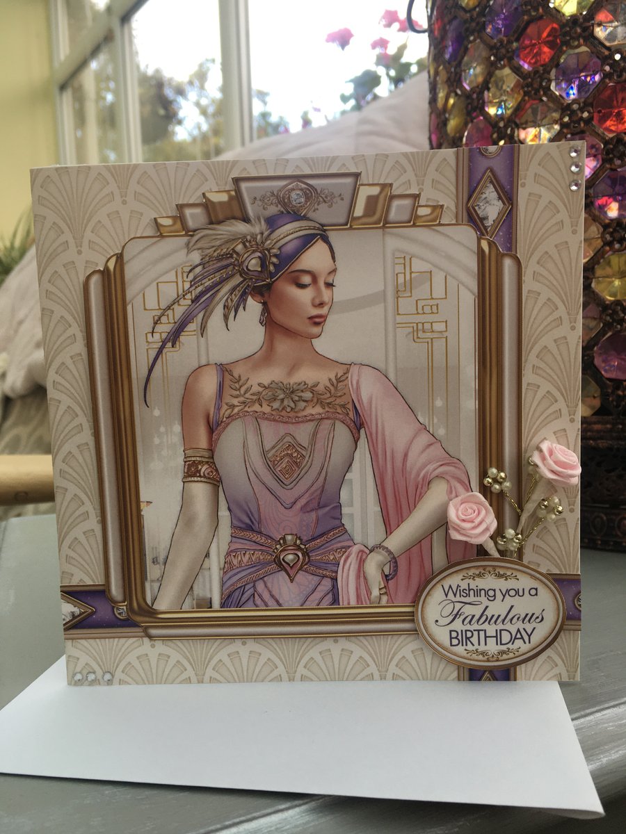 Art deco feminine lady birthday card