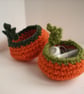 Crochet pumpkin pot earbud cosy pattern