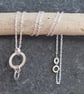 Silver Ring Necklace Pendant, Hammered Silver with Shimmer Texture - Image 3