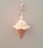 Ice cream crochet keyring