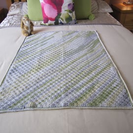 White Crochet baby blanket, lemon, grey, gender neutral, baby gift idea