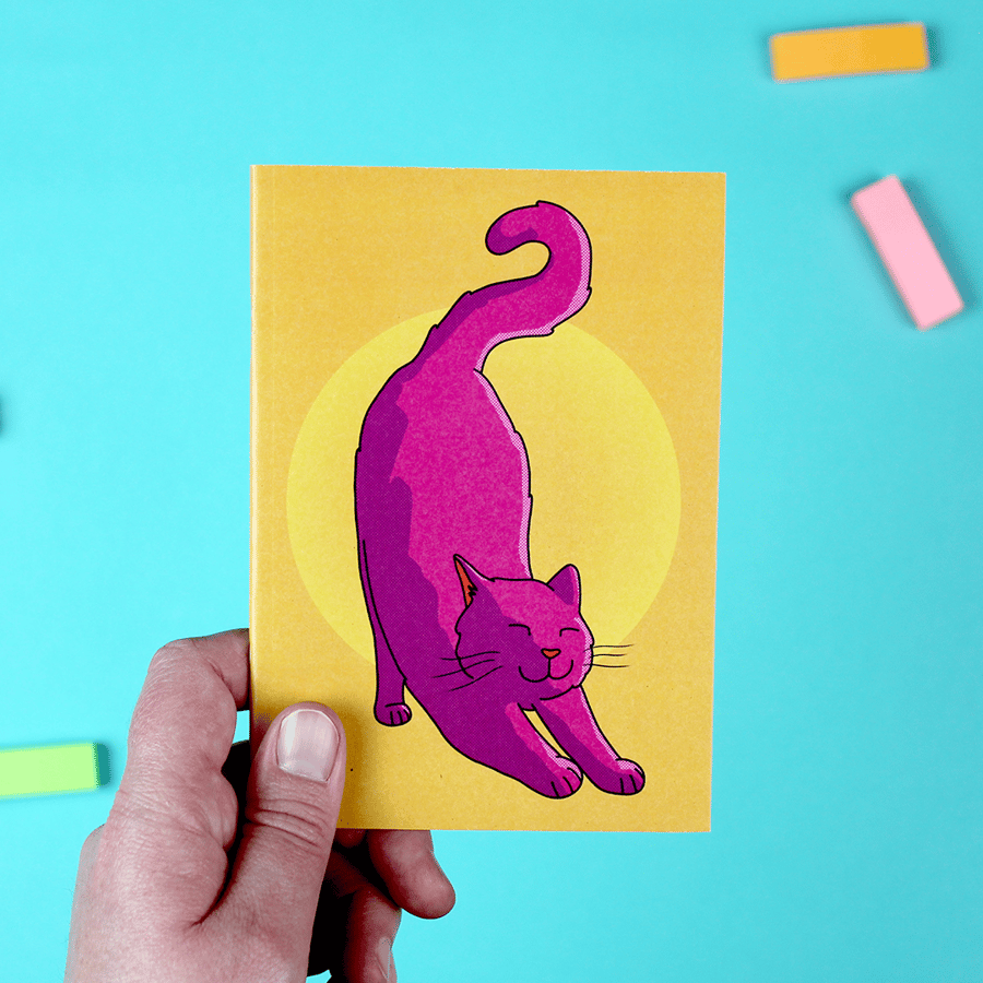 Pink Stretching Cat A6 Notebook