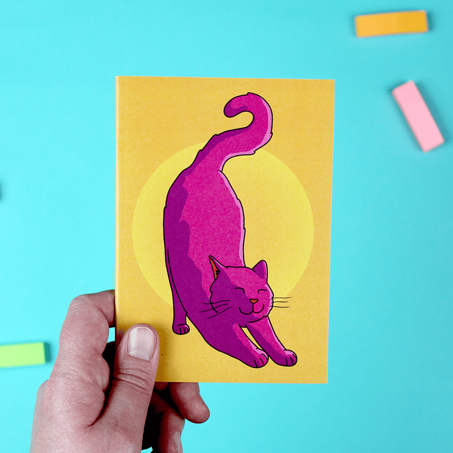 Pink Stretching Cat A6 Notebook