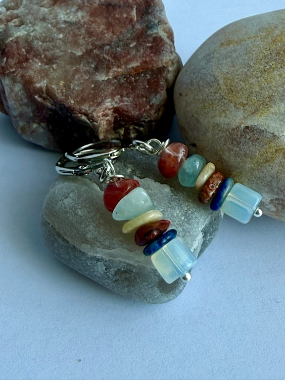 Assorted Gemstones Earrings, Small Drop Earrings