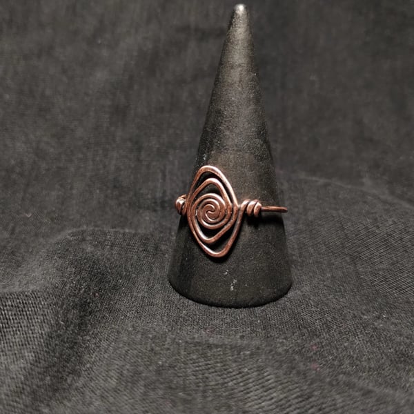 Copper Viking Style Swirl Statement Ring - Size S