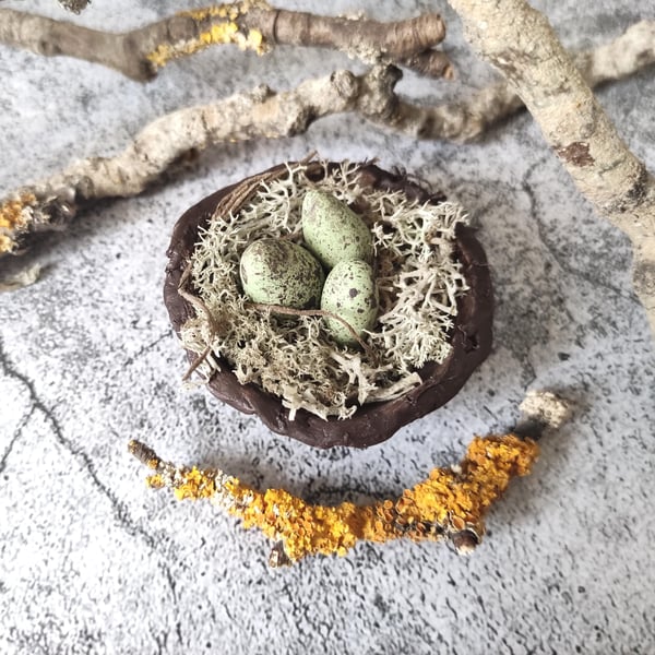 Handmade Bird Nest, Rustic Clay Bowl, Mini Trinket Dish, Wabi-Sabi Bowl