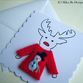 Snowman Jumper Brooch on Christmas Cards