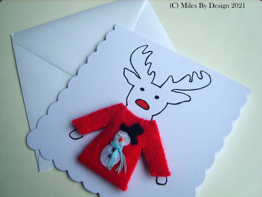 Snowman Jumper Brooch on Christmas Cards