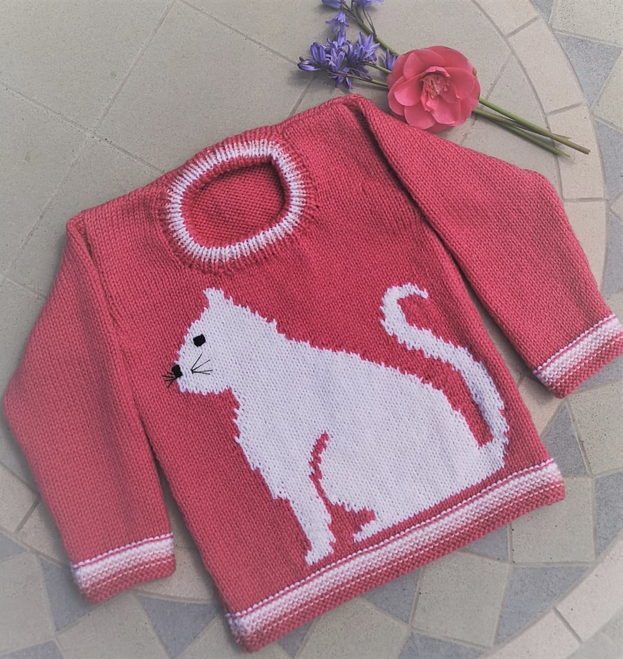 Knitting Pattern for a Cat on a Sweater.  Digital Pattern