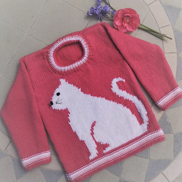 Knitting Pattern for a Cat on a Sweater.  Digital Pattern