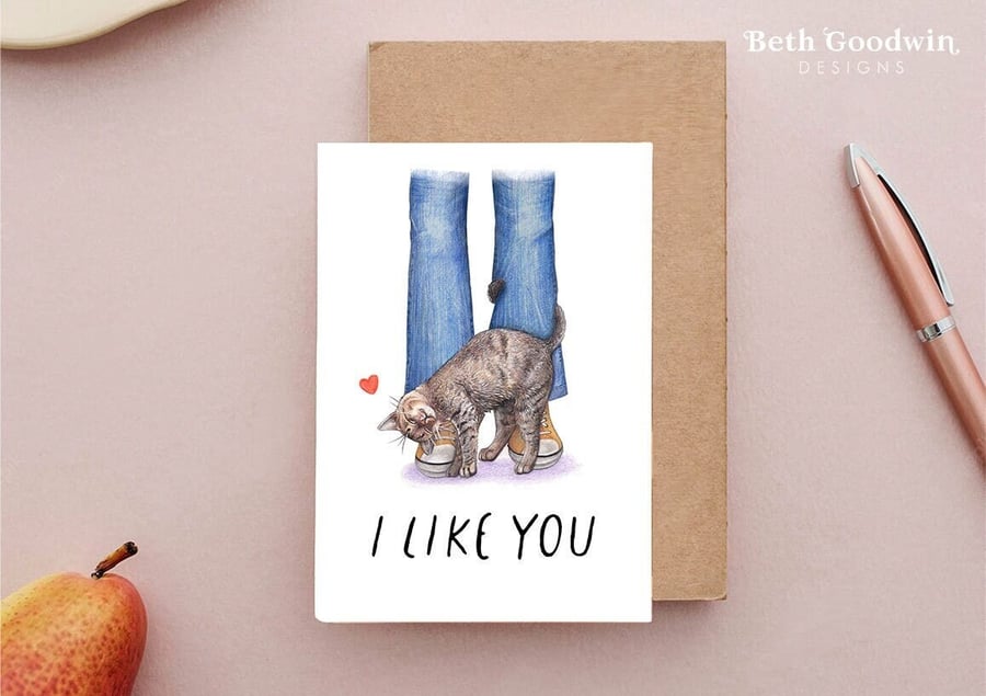 Tabby Cat Anniversary Card - Anniversary card for him or her, pet lover card