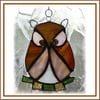 Little Owl Suncatcher Handmade Stained Glass