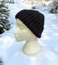 Hand-Knitted Black Winter Beanie, Unisex Ribbed Knit Hat,  - Image 2