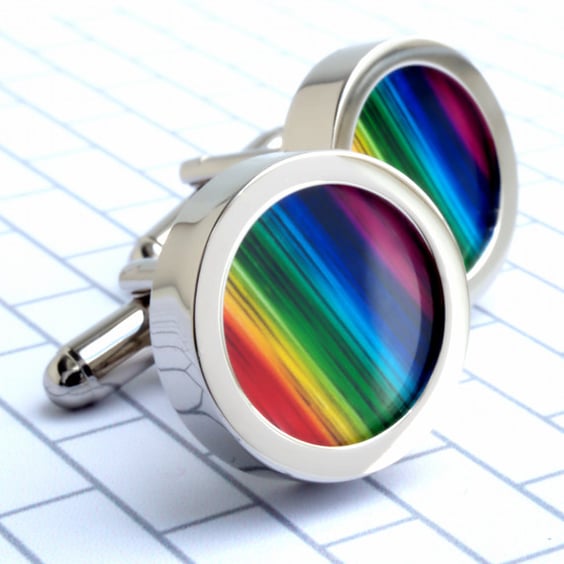 Rainbow Cuff Links Colourful Cufflinks to Wear with Pride  PC026