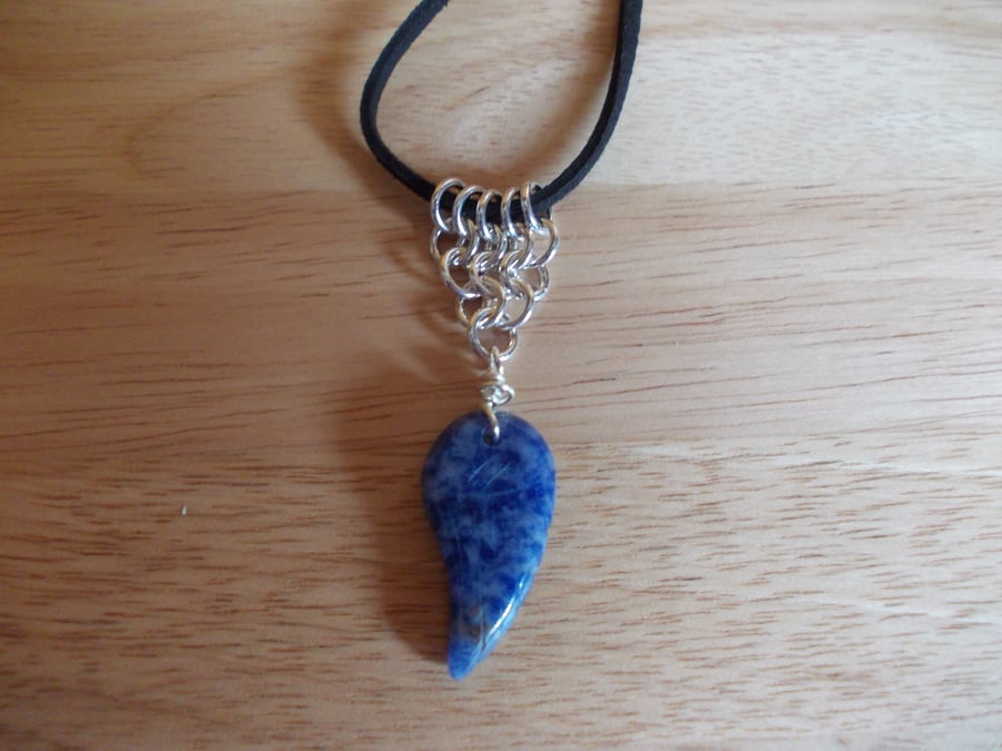 Blue Jasper angel wing pendant